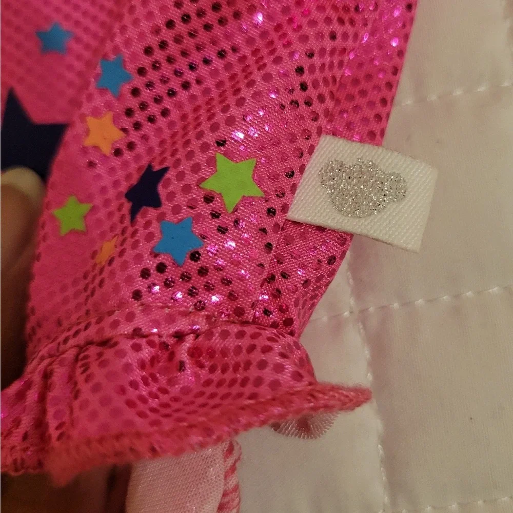 Build-A-Bear Workshop Pink Metallic Star Print Ruffle Leo Plush Stuffed Animal